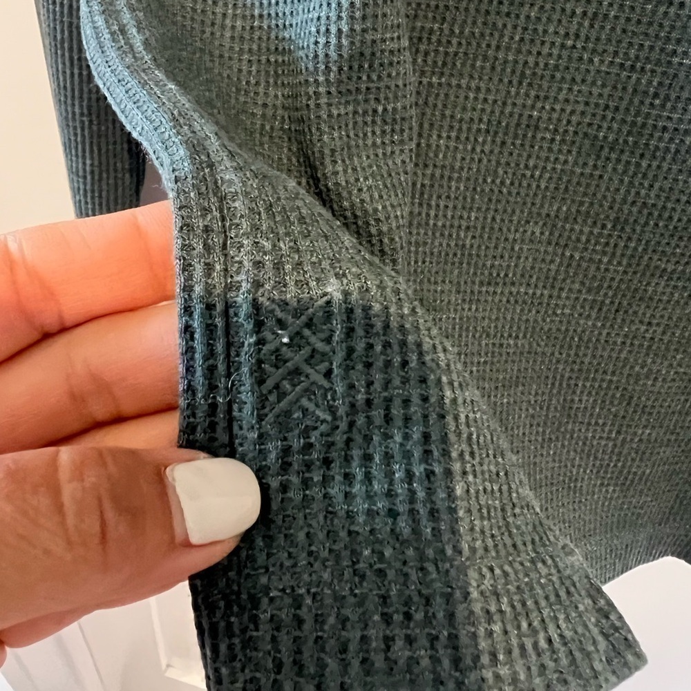 Rhone Sweatshirt Men's Small Green Waffle Knit Thermal Button Crew Neck Pullover - Picture 9 of 11